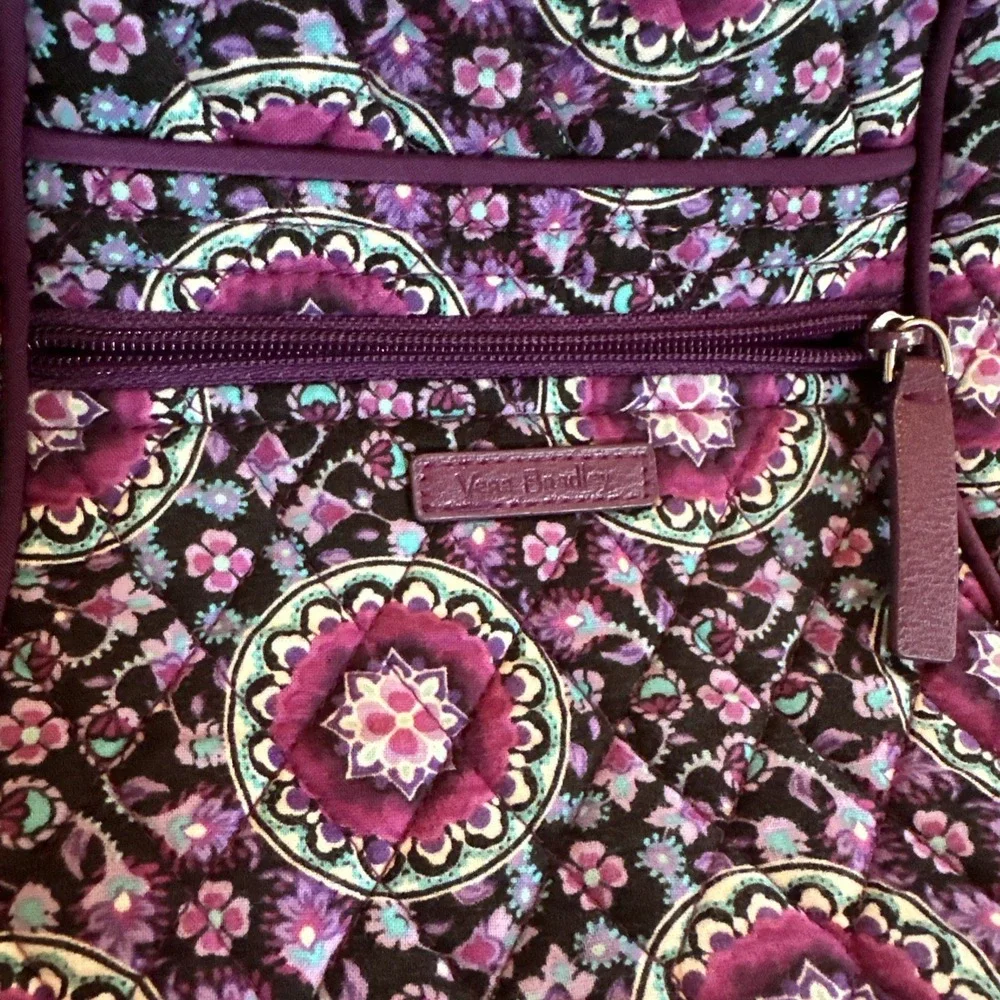 Vera Bradley Villager Tote Shoulder Purse Crossbody Lilac Medallion EUC